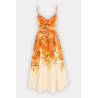 Zimmermann - Robe longue en lin orange et blanche