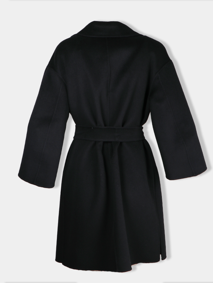 S MAX MARA - Manteau noir en laine vierge