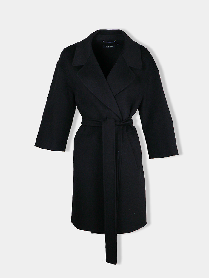 S MAX MARA - Manteau noir en laine vierge