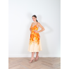 Zimmermann - Robe longue en lin orange et blanche