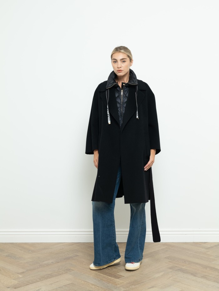 S MAX MARA - Manteau noir en laine vierge