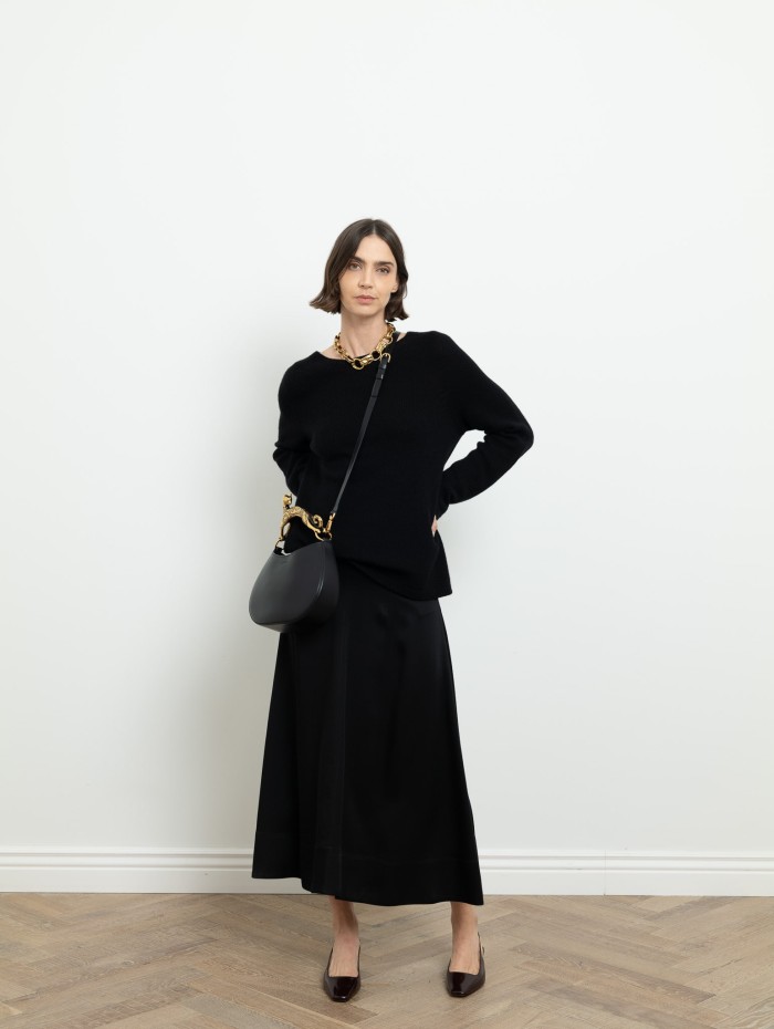 Jupe midi évasée noire - Lanvin - Mademoiselle Pearl