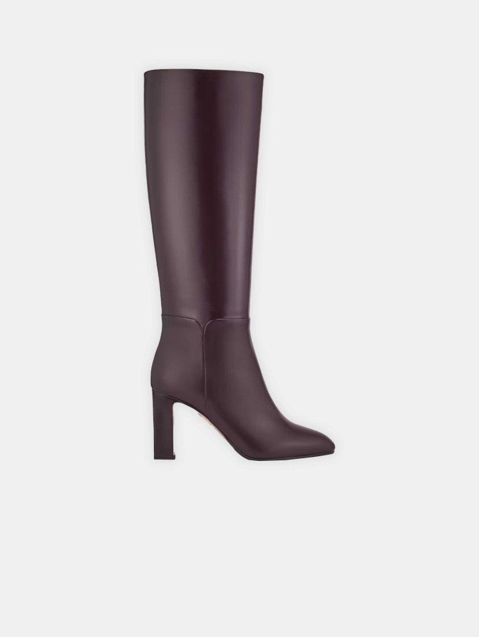 Bottes en cuir bordeaux - AQUAZZURA - Bottes femme luxe - Mademoiselle Pearl