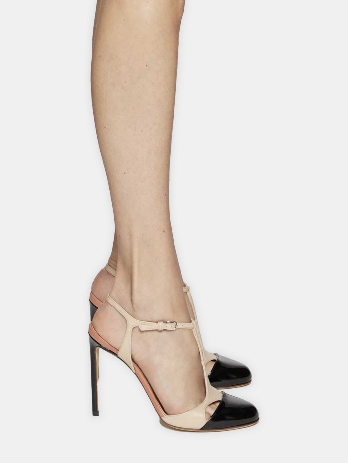 Escarpin beige et noir - Salome Patent - Francesco Russo - Mademoiselle Pearl