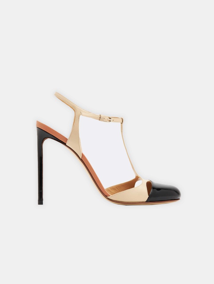 Escarpin beige et noir - Salome Patent - Francesco Russo - Mademoiselle Pearl