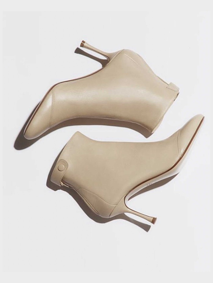 Bottines en cuir beige - R1B830 - Francesco Russo - Mademoiselle Pearl