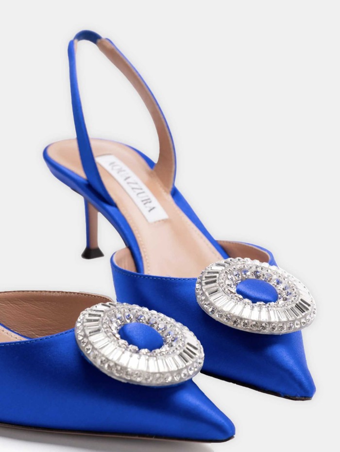 Escarpins bleu - Crystal Hoop Sling 50 - Aquazzura - Mademoiselle Pearl