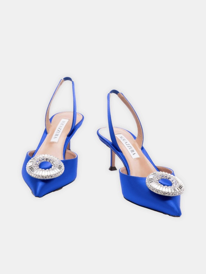 Escarpins bleu - Crystal Hoop Sling 50 - Aquazzura - Mademoiselle Pearl