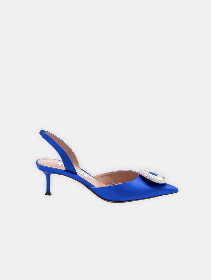 Escarpins bleu - Crystal Hoop Sling 50 - Aquazzura - Mademoiselle Pearl