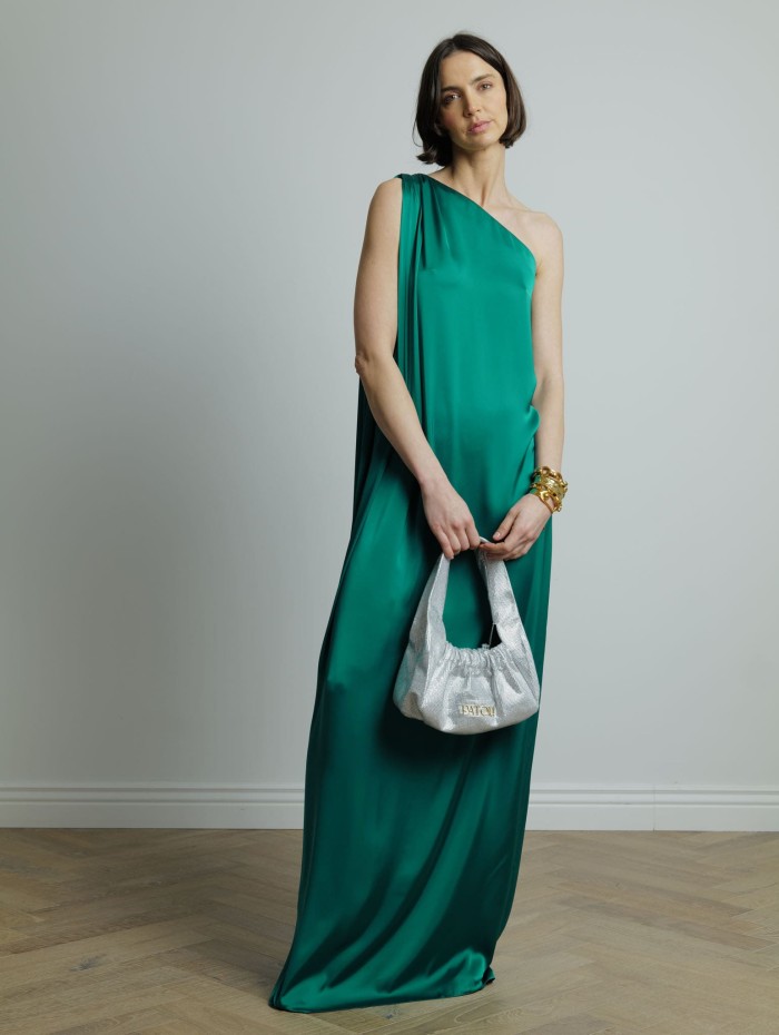 Robe une épaule verte - Charmeuse - Maison Rabih Kayrouz - Mademoiselle Pearl