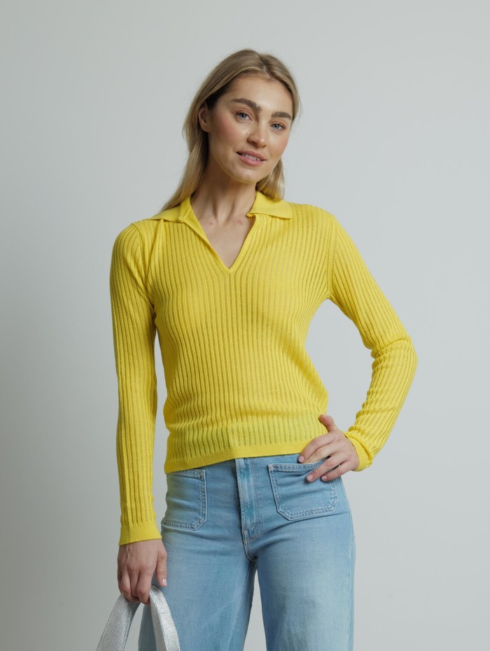 Polo en maille jaune - Egrege - Max Mara Studio - Mademoiselle Pearl