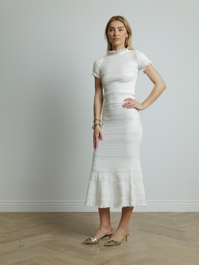 Jupe midi en coton tricoté - Lanvin - Mademoiselle Pearl