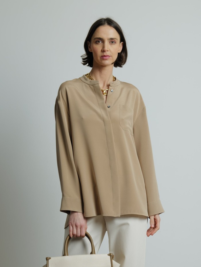 Chemise camel col officier - Leticia - 'S Max Mara - Mademoiselle Pearl