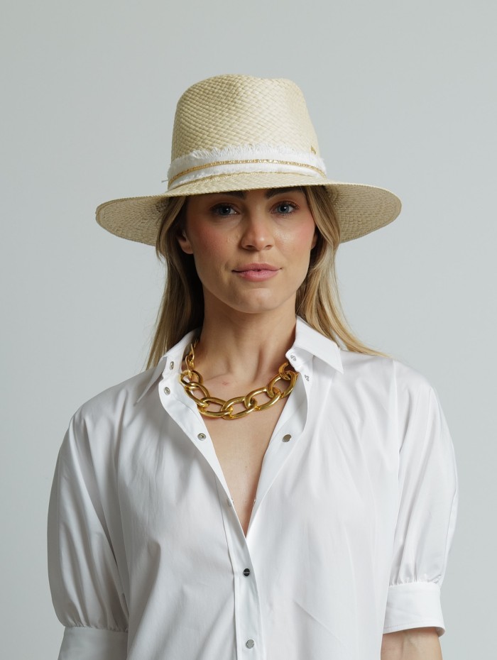 Chapeau en paille blanc - Henrietta - Maison Michel