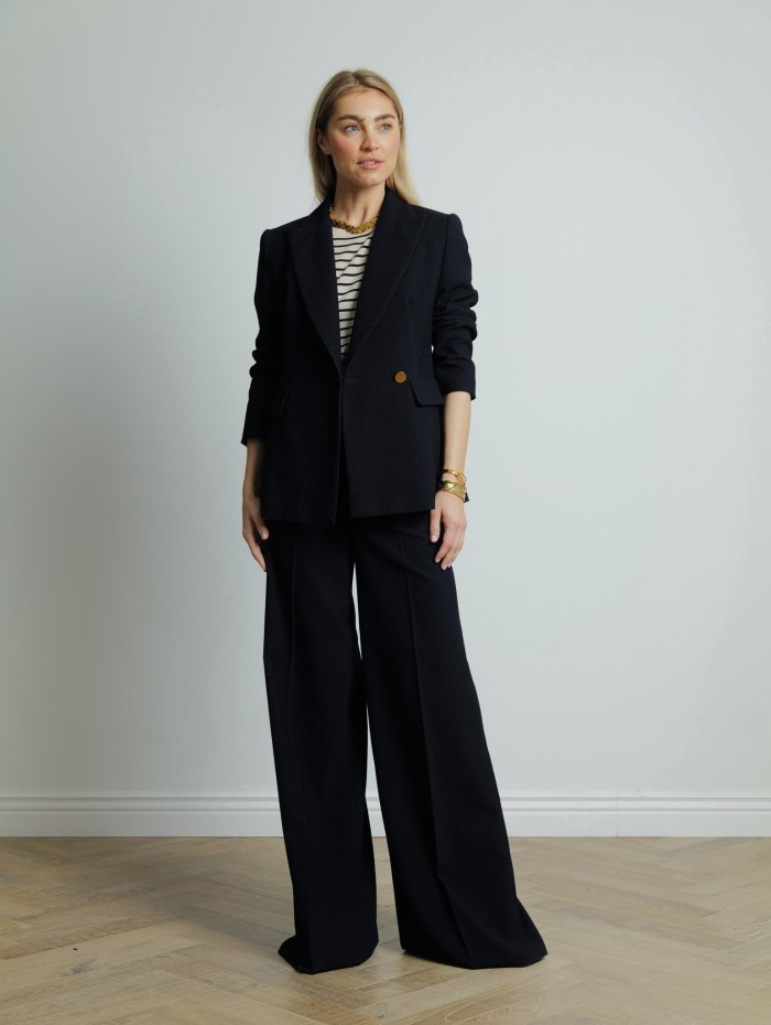 Pantalon en laine côtelé navy - Osol - Max Mara